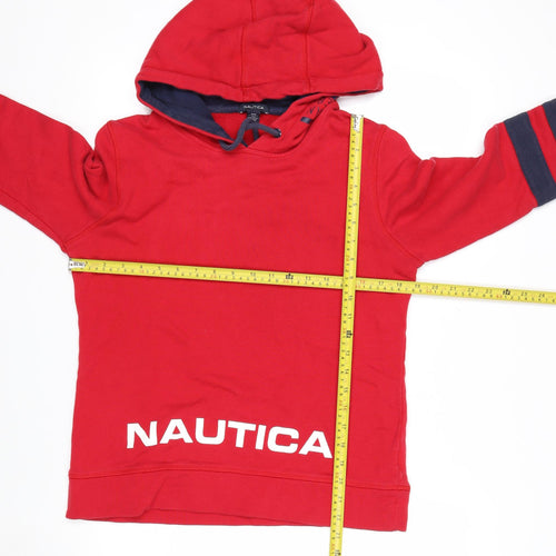 Nautica Men's Red Pullover Hoodie Medium Cotton Graphic Print
