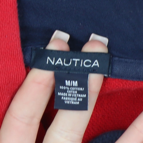 Nautica Men's Red Pullover Hoodie Medium Cotton Graphic Print