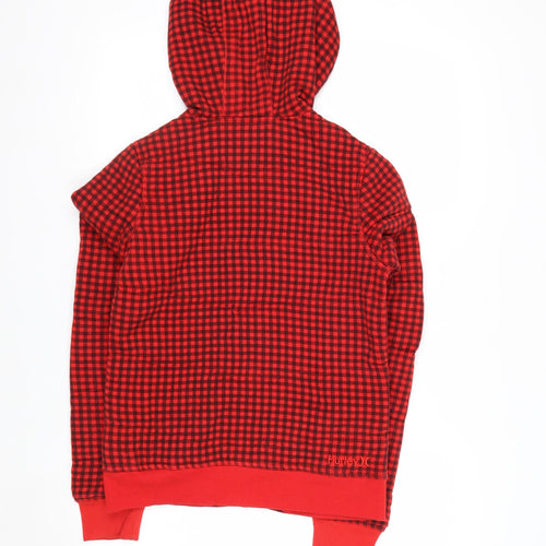 Hurley Men's Red Check Full Zip Hoodie XS Fleece Lined