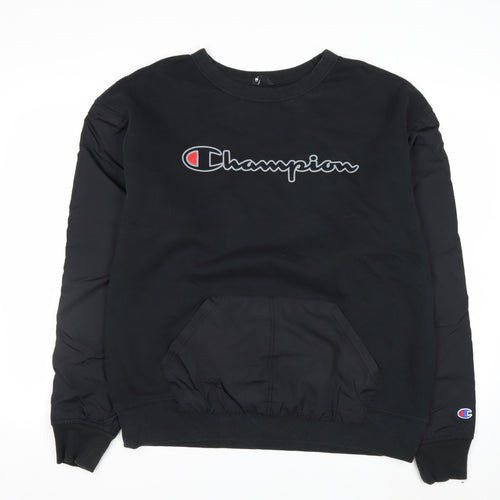 Champion Men's Black L Pullover Crew Neck Sweatshirt with Logo
