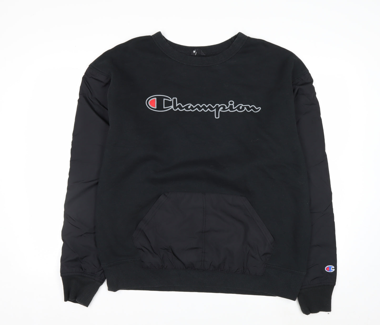 Champion Men's Black L Pullover Crew Neck Sweatshirt with Logo