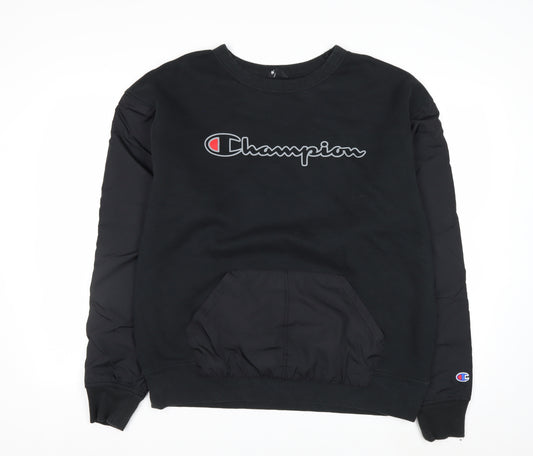 Champion Men's Black L Pullover Crew Neck Sweatshirt with Logo