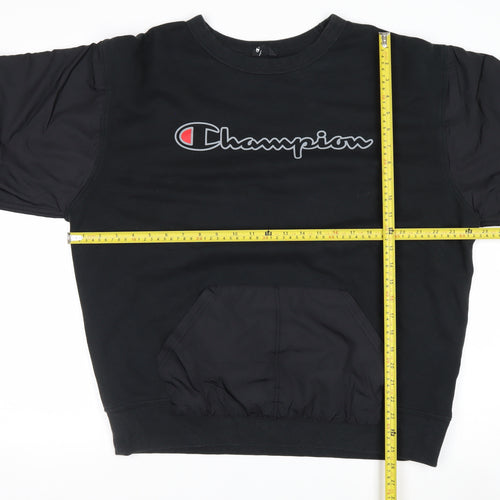 Champion Men's Black L Pullover Crew Neck Sweatshirt with Logo