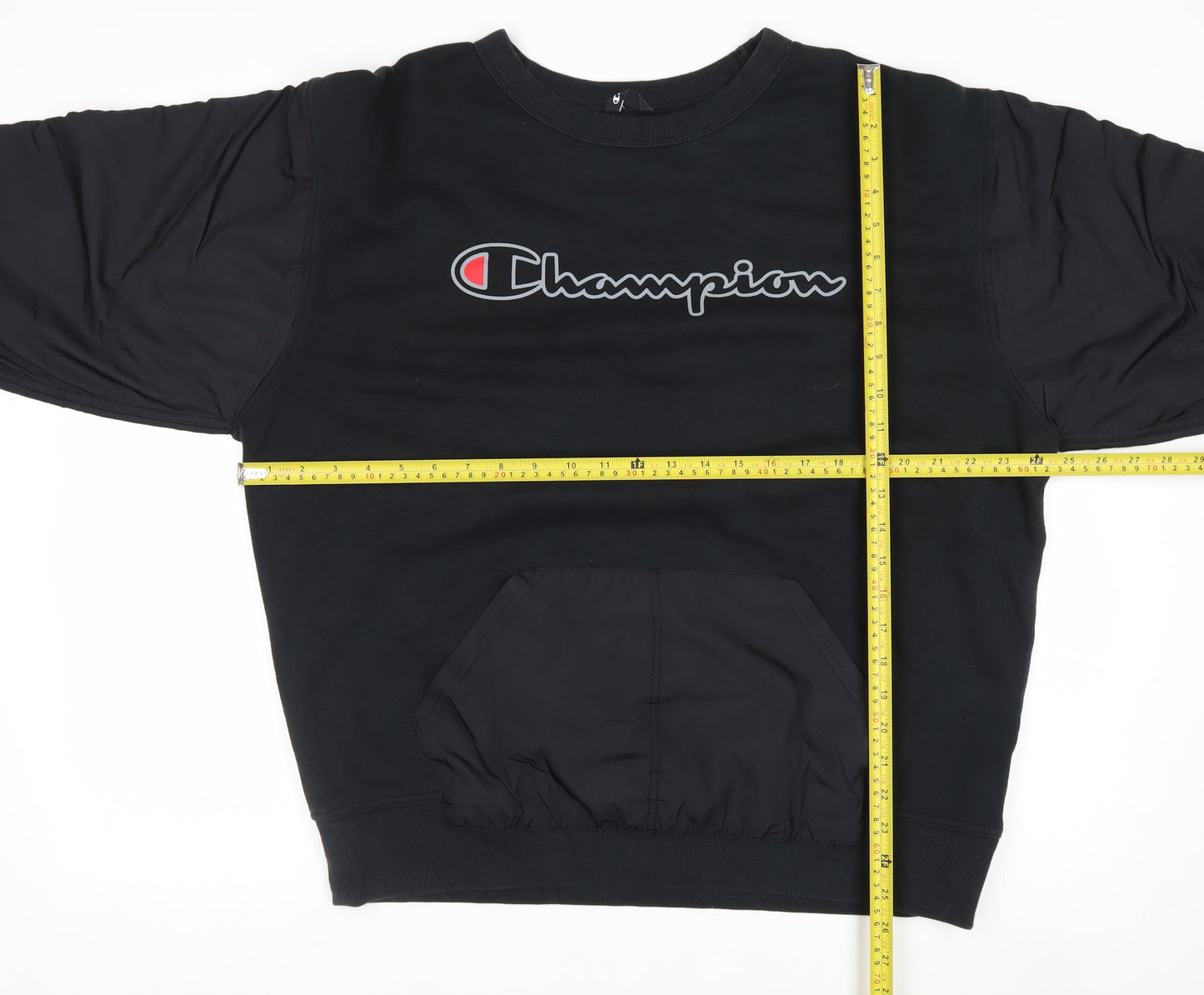 Champion Men's Black L Pullover Crew Neck Sweatshirt with Logo