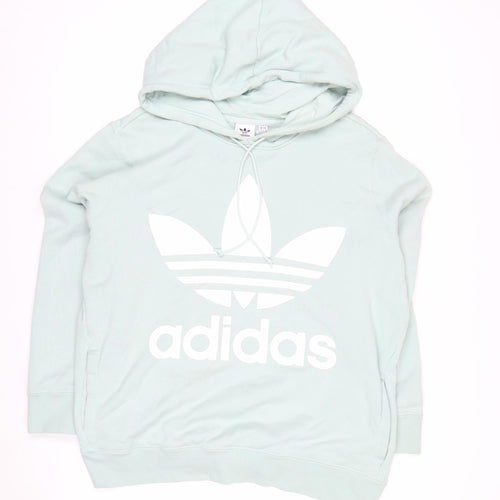 Adidas Womens Mint Green Pullover Hoodie XL UK 22 Casual Logo Sweatshirt