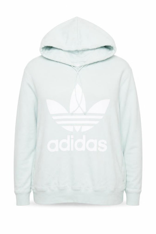 Front view of Adidas women’s mint green pullover hoodie xl uk 22 casual logo sweatshirt