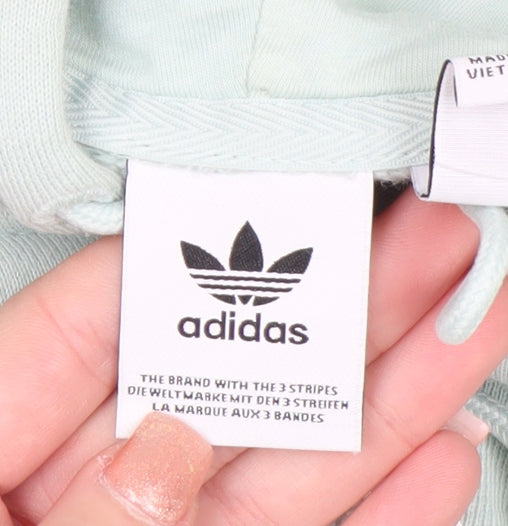 Adidas Womens Mint Green Pullover Hoodie XL UK 22 Casual Logo Sweatshirt