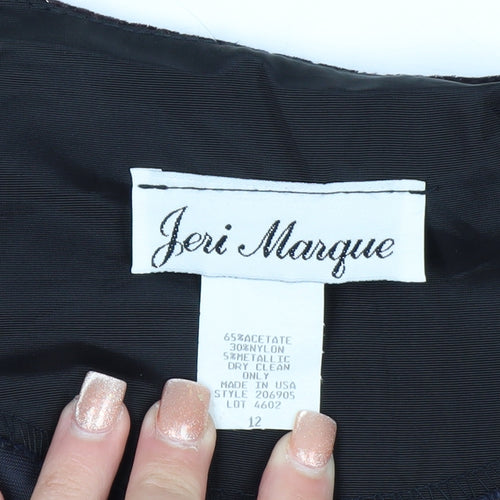 Jeri Marque Womens Black Velvet Metallic Floral Formal Blazer Size 12
