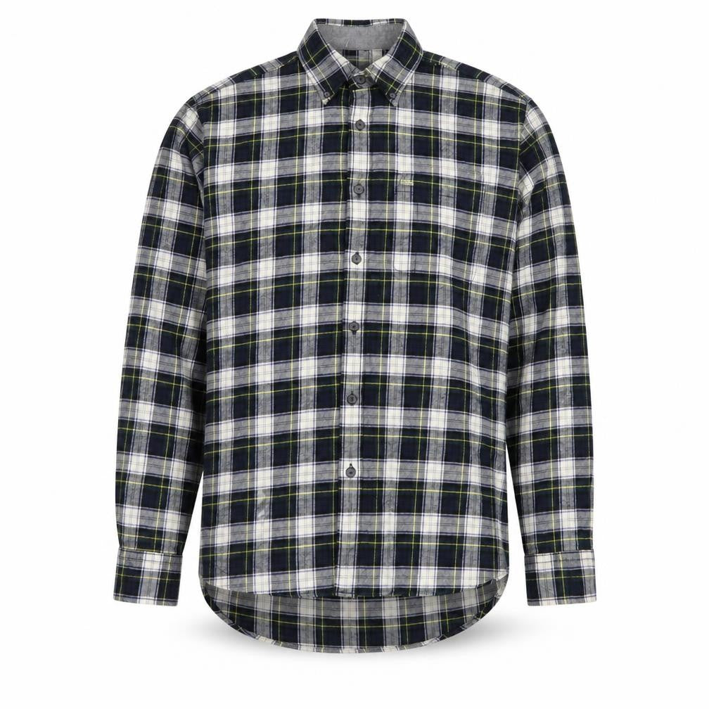 Front view of Eddie Bauer Men's Blue Long Sleeve Check Flannel Shirt, size L
