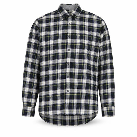 Front view of Eddie Bauer Men's Blue Long Sleeve Check Flannel Shirt, size L