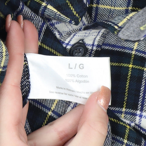 Eddie Bauer Men's Blue Long Sleeve Check Flannel Shirt Size L