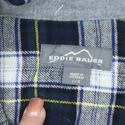 Eddie Bauer Men's Blue Long Sleeve Check Flannel Shirt Size L