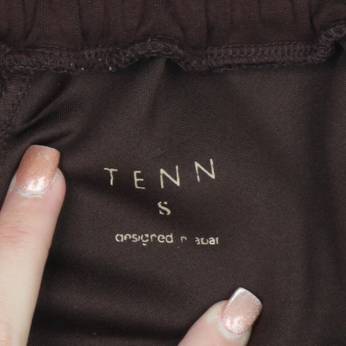 TENN Women’s Brown Jogger Trousers Size S Rayon Blend Embroidered Pockets