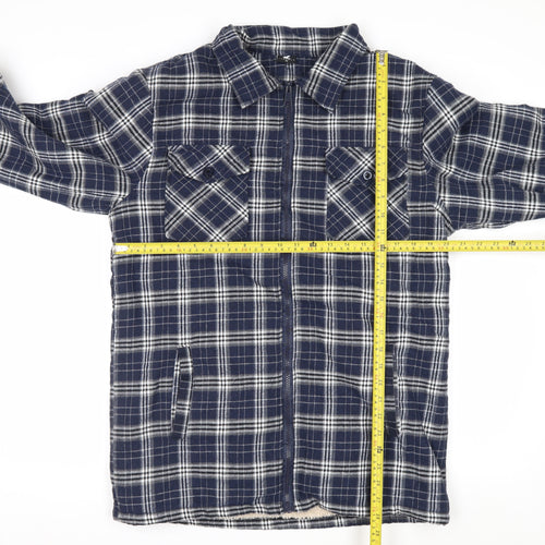 Pegasus Mens Blue Checked Flannel Zip Jacket Size M Fleece Lined