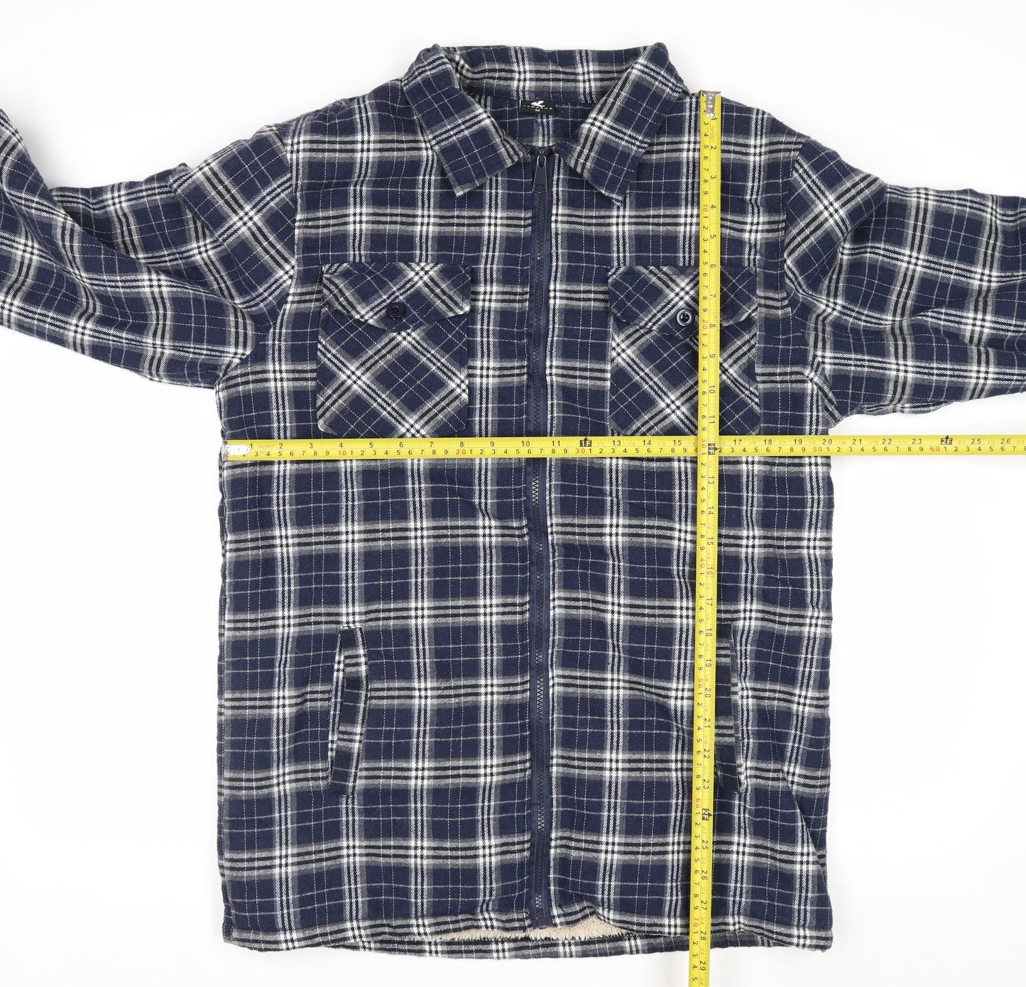 Pegasus Mens Blue Checked Flannel Zip Jacket Size M Fleece Lined