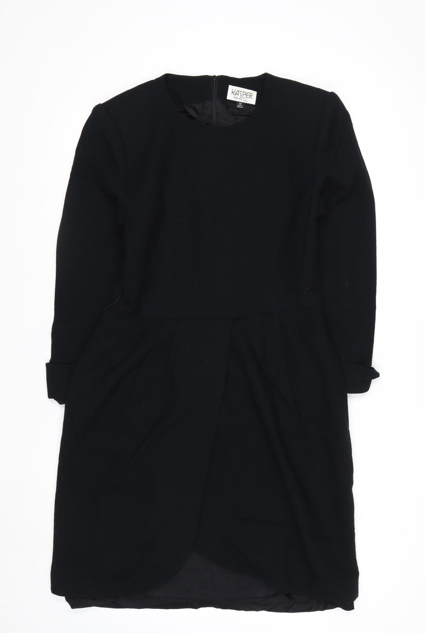 Kasper Women Black Size 12 Sheath Knee Length Dress