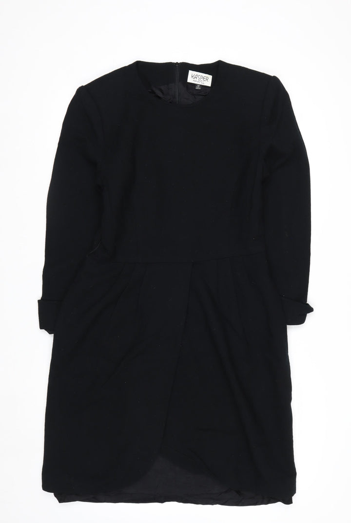Kasper Women Black Size 12 Sheath Knee Length Dress