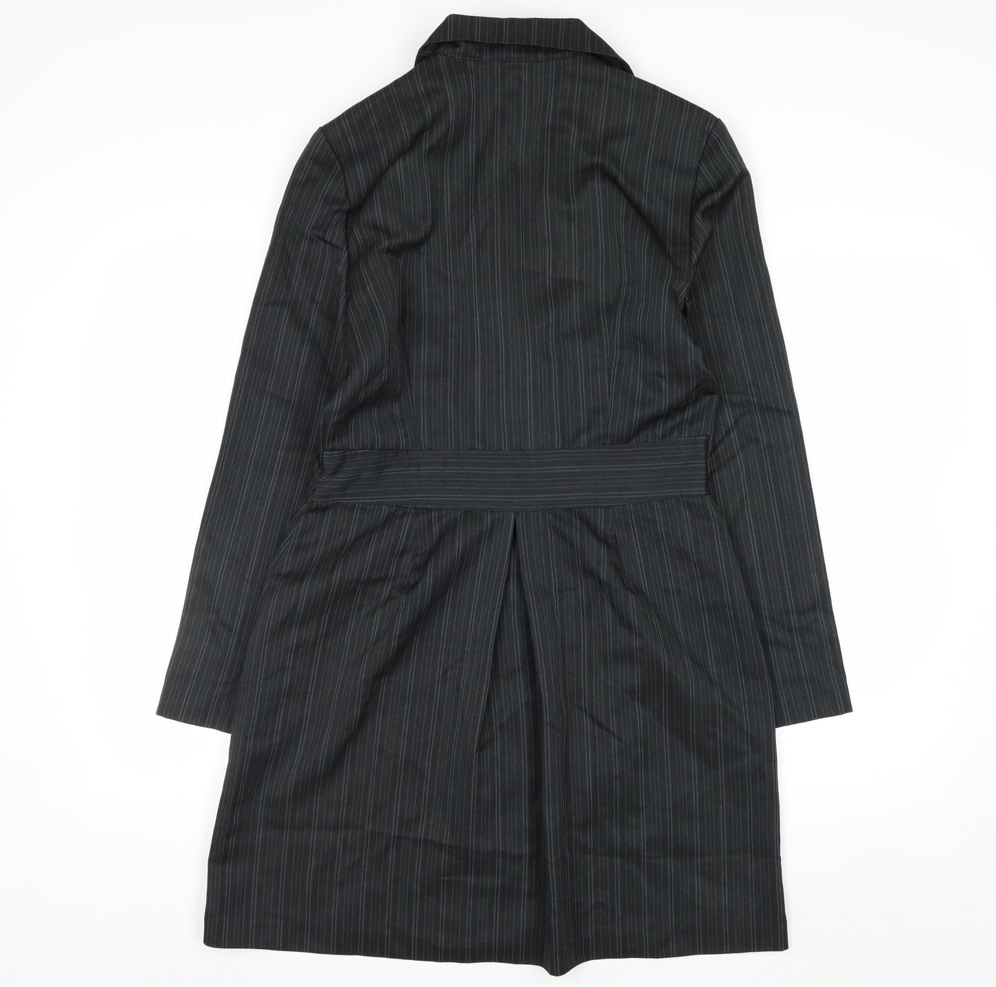 A.P.N.Y. Women Black Pinstripe 3 Button Long Suit Jacket Size 10