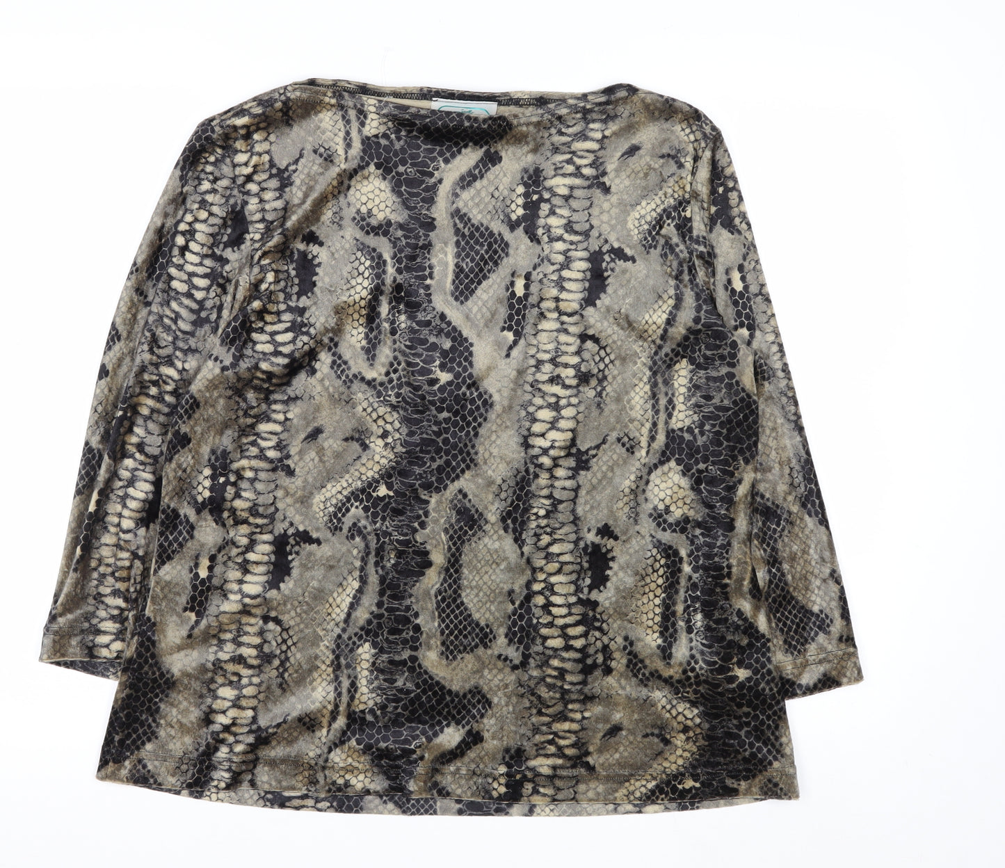 Jolie Womens Brown Snake Print Velvet Long Sleeve Blouse XL