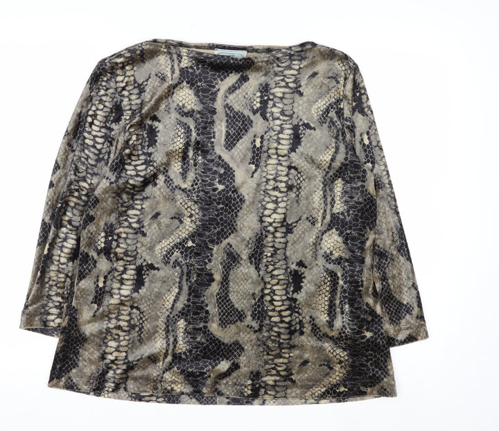 Jolie Womens Brown Snake Print Velvet Long Sleeve Blouse XL