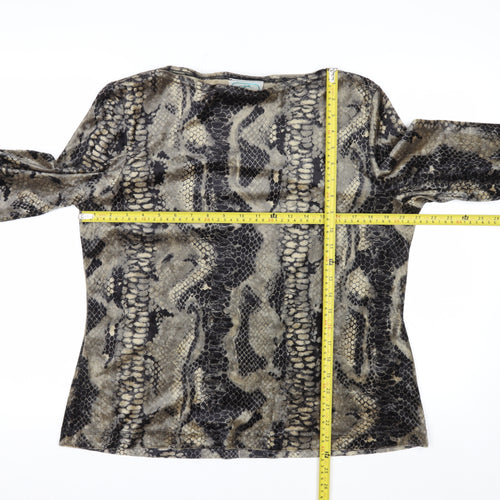 Jolie Womens Brown Snake Print Velvet Long Sleeve Blouse XL