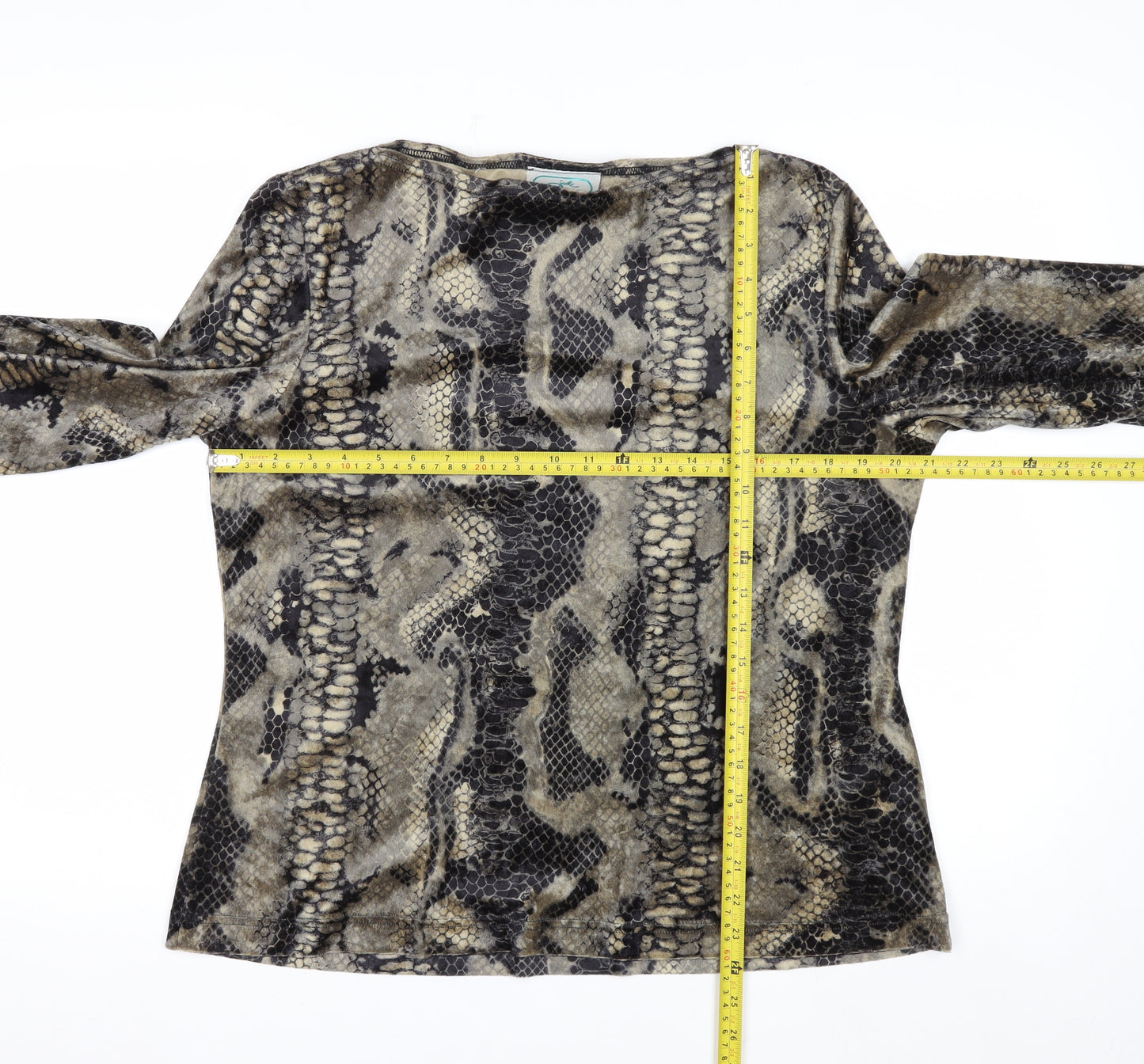 Jolie Womens Brown Snake Print Velvet Long Sleeve Blouse XL
