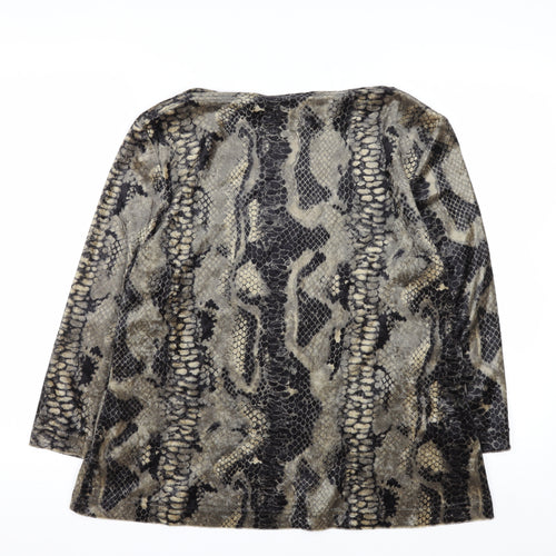Jolie Womens Brown Snake Print Velvet Long Sleeve Blouse XL
