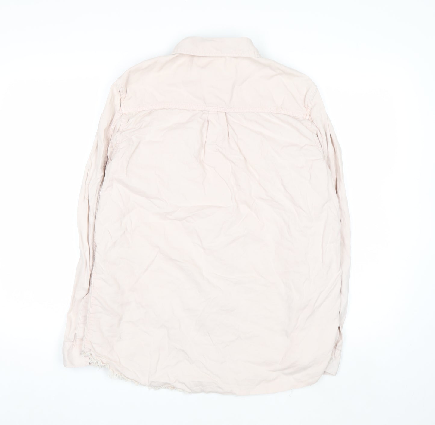 New Look Women Beige Cotton Button-Up Shirt UK 10 Long Sleeve