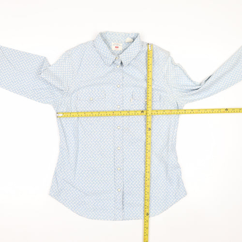Levi's Women's Blue Geometric Long Sleeve Button-Up Shirt M
