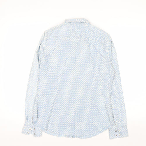 Levi's Women's Blue Geometric Long Sleeve Button-Up Shirt M