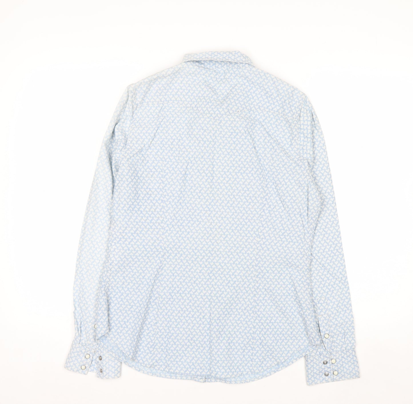 Levi's Women's Blue Geometric Long Sleeve Button-Up Shirt M