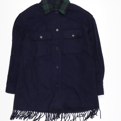 Jordan & Cole Women's Blue Wool Long Fringe Overcoat M