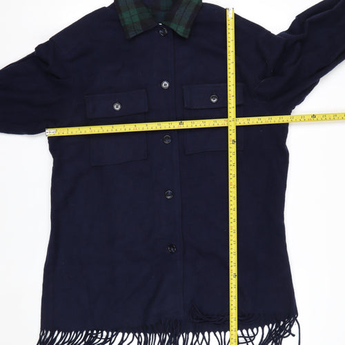 Jordan & Cole Women's Blue Wool Long Fringe Overcoat M