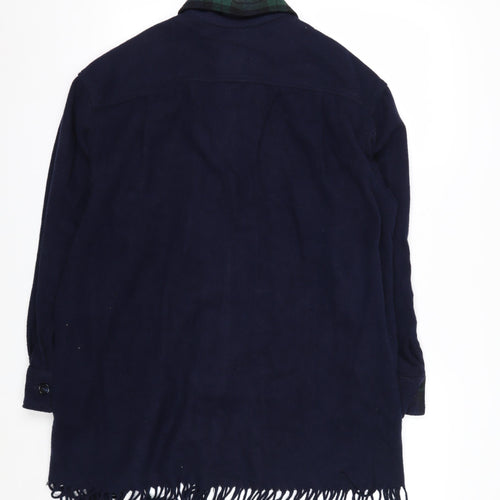 Jordan & Cole Women's Blue Wool Long Fringe Overcoat M