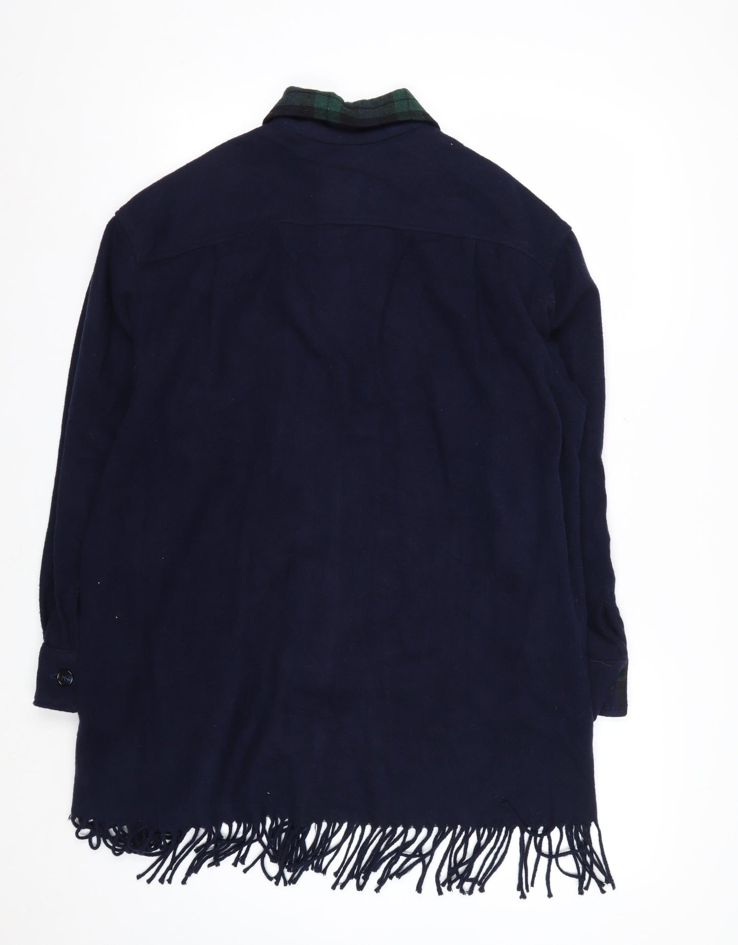 Jordan & Cole Women's Blue Wool Long Fringe Overcoat M