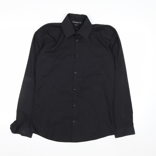 Cedar Wood State Men's Black Slim Fit Long Sleeve Button-Up Shirt 14.5