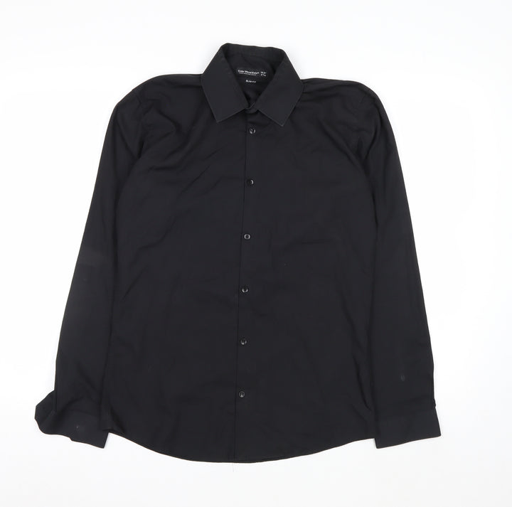 Cedar Wood State Men's Black Slim Fit Long Sleeve Button-Up Shirt 14.5