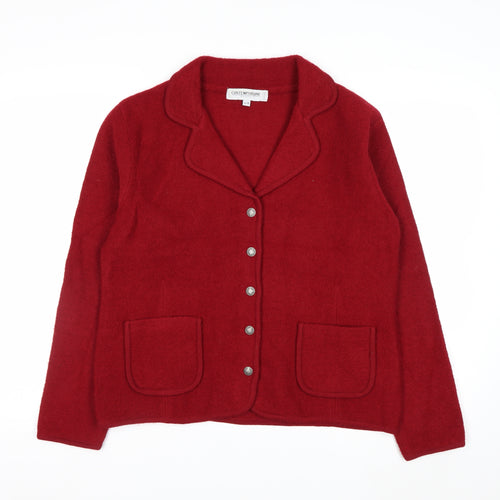 Contemporaine Women's Red Wool Petite L Blazer Jacket