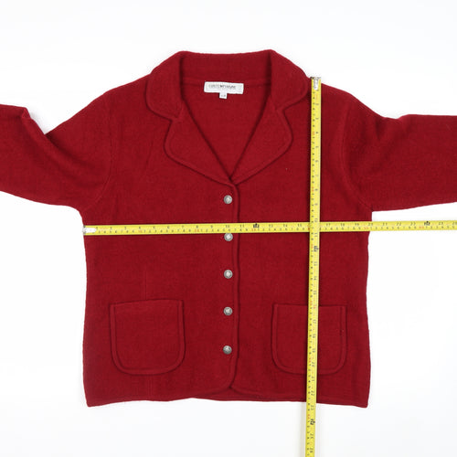 Contemporaine Women's Red Wool Petite L Blazer Jacket