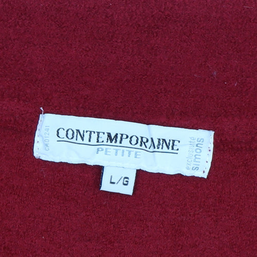 Contemporaine Women's Red Wool Petite L Blazer Jacket