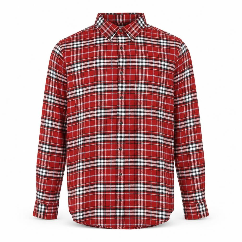 Croft & Barrow Men's Red Plaid Cotton Flannel Button-Up Shirt L Tall