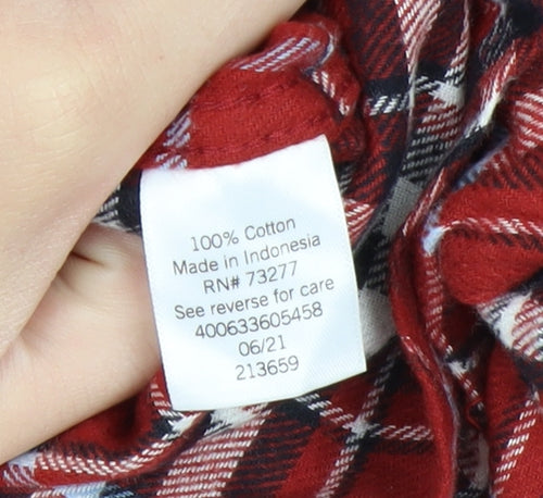 Croft & Barrow Men's Red Plaid Cotton Flannel Button-Up Shirt L Tall