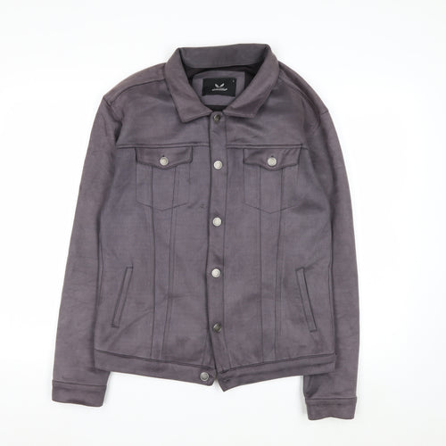 Marrakech Women’s Grey Suede Basic Jacket L Collared Button Front