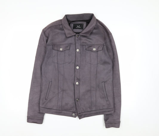 Marrakech Women’s Grey Suede Basic Jacket L Collared Button Front