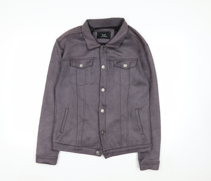 Marrakech Women’s Grey Suede Basic Jacket L Collared Button Front