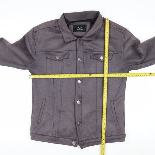 Marrakech Women’s Grey Suede Basic Jacket L Collared Button Front