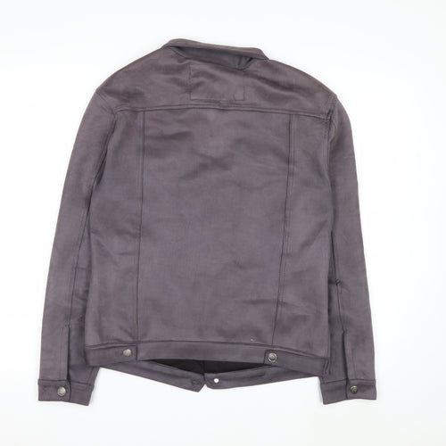 Marrakech Women’s Grey Suede Basic Jacket L Collared Button Front