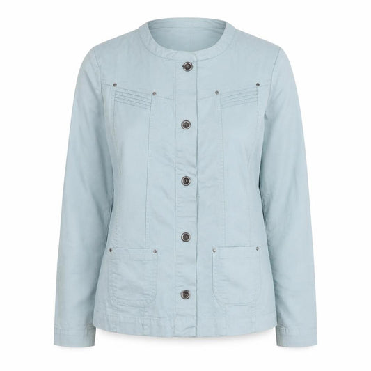 Front view of Damart Women’s Green Cotton Blend Button Jacket, size UK 14