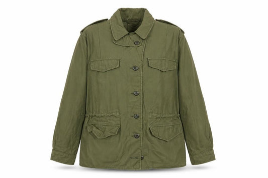 Front view of WYNN Industries Women’s Green Military Field Jacket, size UK 12, Regular Cotton Nylon