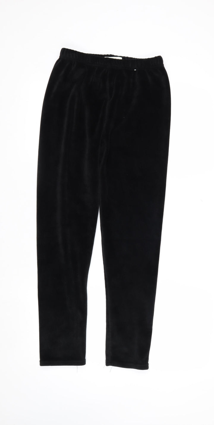 Marks and Spencer Womens Black Velour Trousers Size 14 X Short